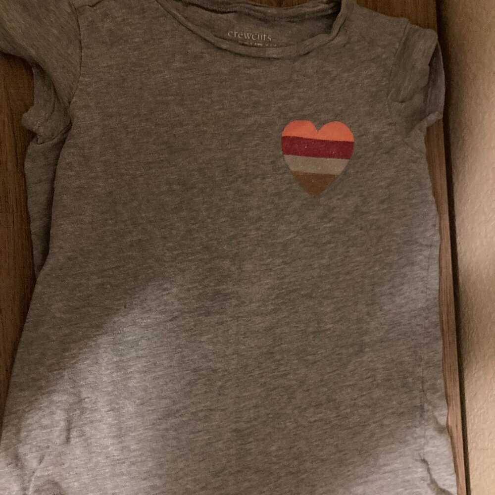 Crewcuts Everyday Gray Heart Graphic T Shirt 10 Short Sleeve Sparkly Cotton